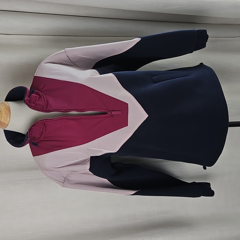 NEW Sweaty Betty Orbit Fleece Long Sleeve Half Zip:‎ Navy/Pink Colorblock